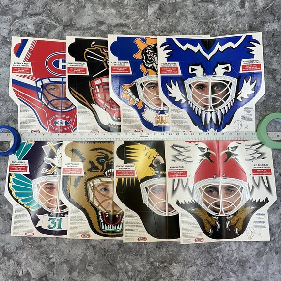 1994 1994-95 KRAFT GOALIE MASKS COMPLETE SET OF 8 - ROY POTVIN BELFOUR - Picture 1 of 9
